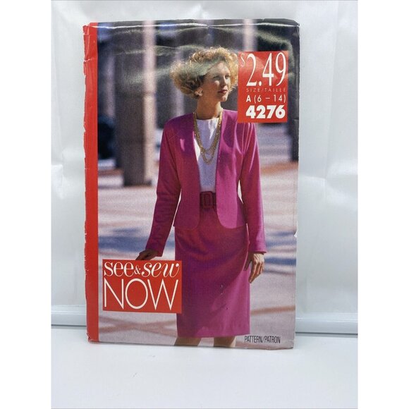 Butterick 4276 Misses Jacket Top Skirt Size 6-14 Uncut New Vintage See & Sew 80s - Picture 1 of 4
